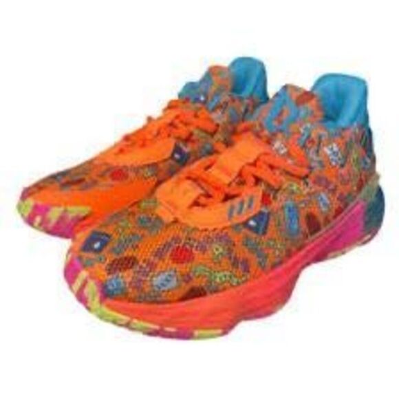 Adidas Men\'s Size 6 SM Dame 7 Basketball Shoes Orange Maximalist Doodle Print main image 13